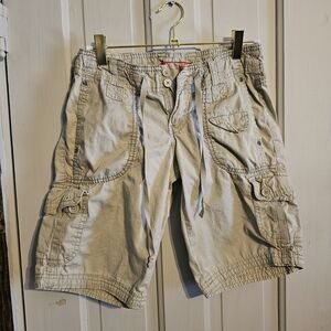 Beige Cargo Shorts with Drawstring Waist